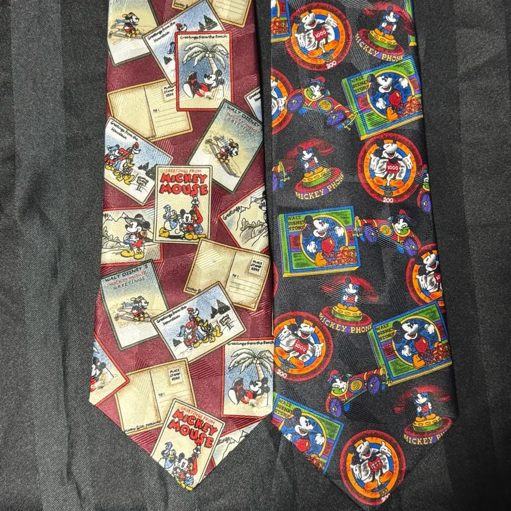 Vintage Mickey Mouse Disney Ties NWOT Bundle | Mickey Phone & Greetings Neckties